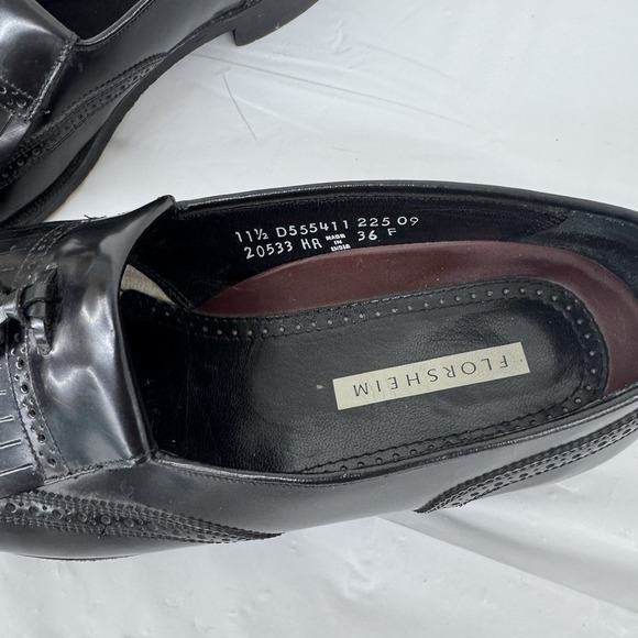 FLORSHEIM 20533 Black Leather Wingtip Loafers Tassel Kiltie Shoes 11.5 D - Picture 6 of 7